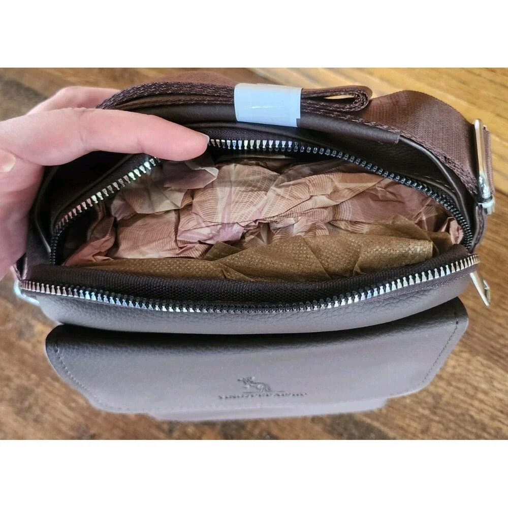 Unisex Business PU Leather Messenger Bag Shoulder Crossbody Sling Pack, Brown